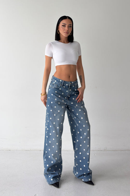 Routines Polka Dot Straight Jeans - Blue 23081 - ROUTINES