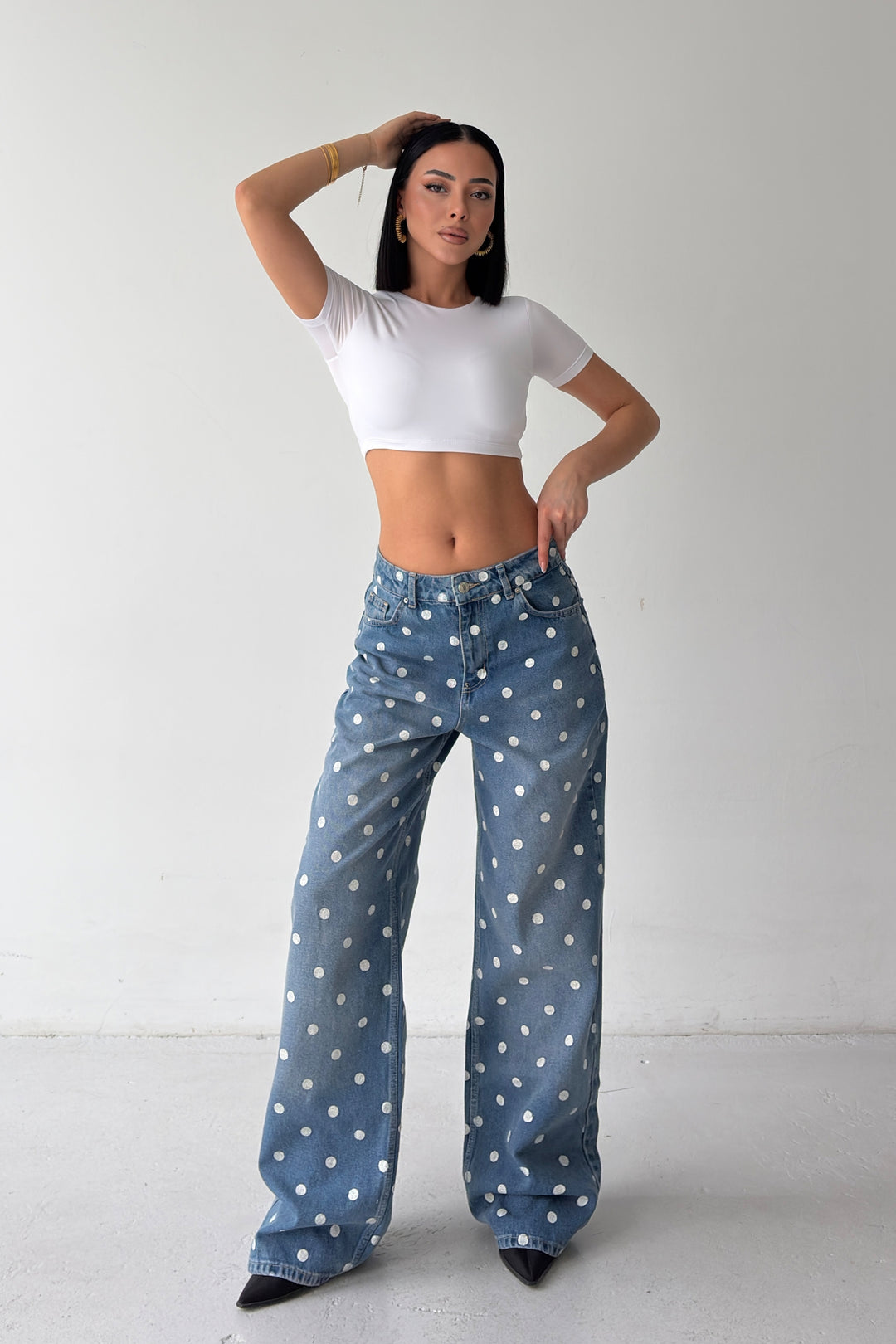 Routines Polka Dot Straight Jeans - Blue 23081 - ROUTINES