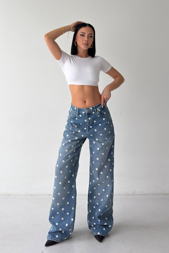 Routines Polka Dot Straight Jeans - Blue 23081 - ROUTINES