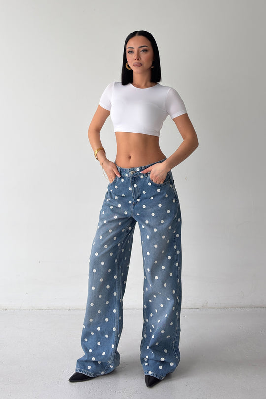 Routines Polka Dot Straight Jeans - Blue 23081 - ROUTINES