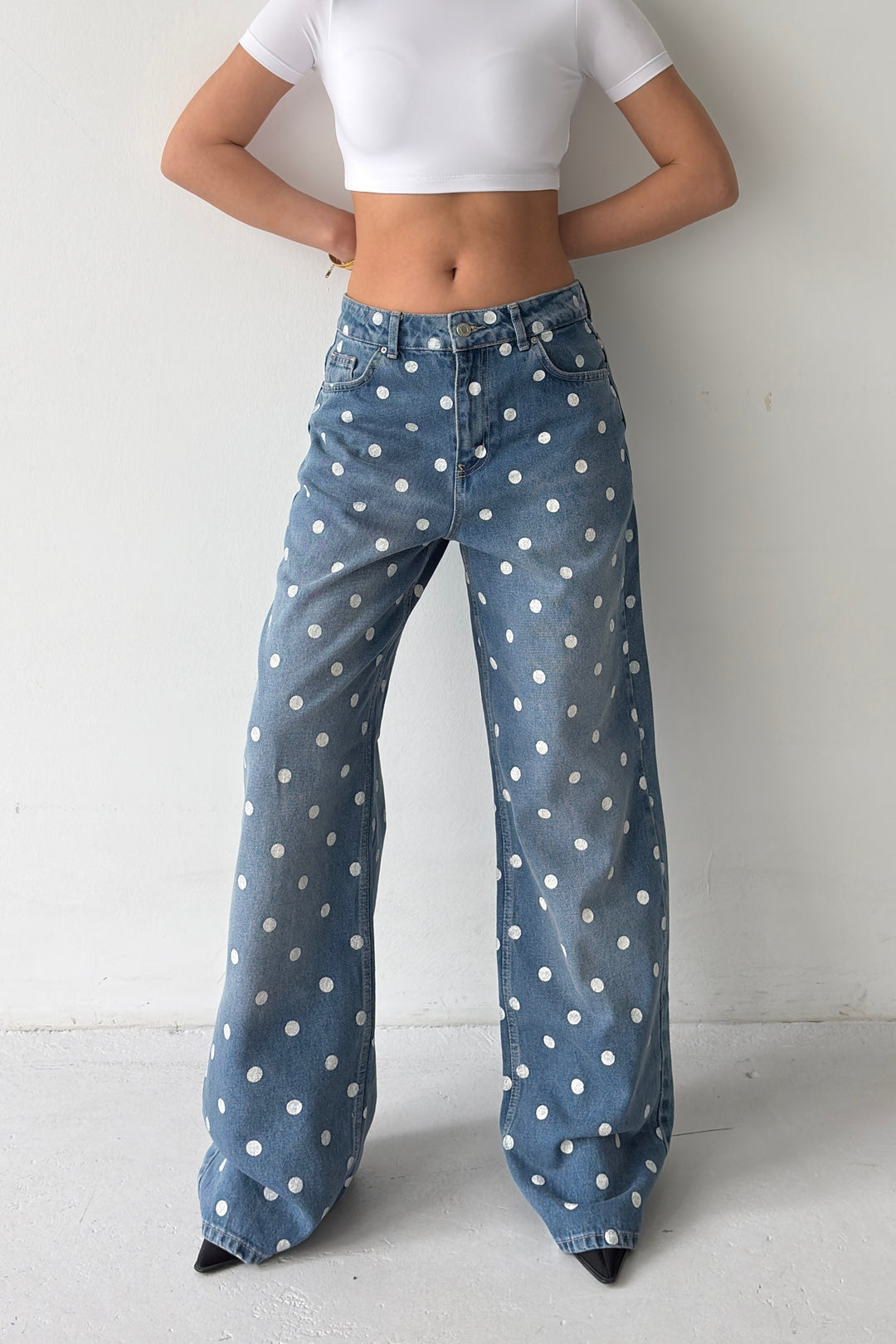 Routines Polka Dot Straight Jeans - Blue 23081 - ROUTINES