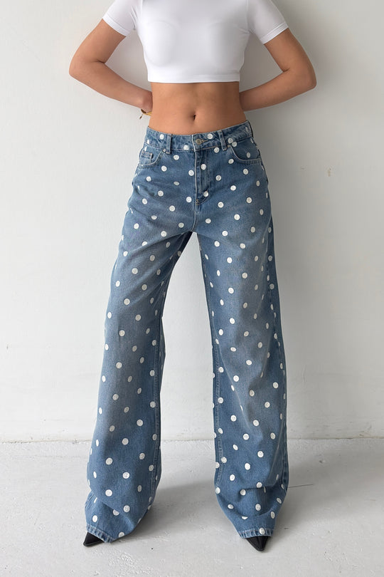 Routines Polka Dot Straight Jeans - Blue 23081 - ROUTINES