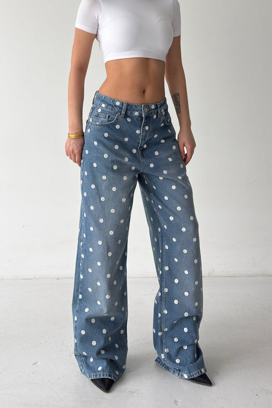 Routines Polka Dot Straight Jeans - Blue 23081 - ROUTINES
