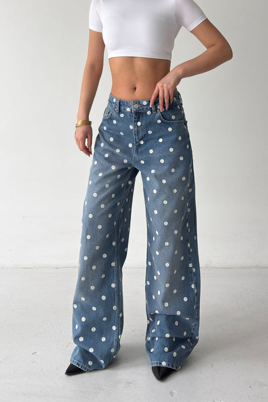 Routines Polka Dot Straight Jeans - Blue 23081 - ROUTINES
