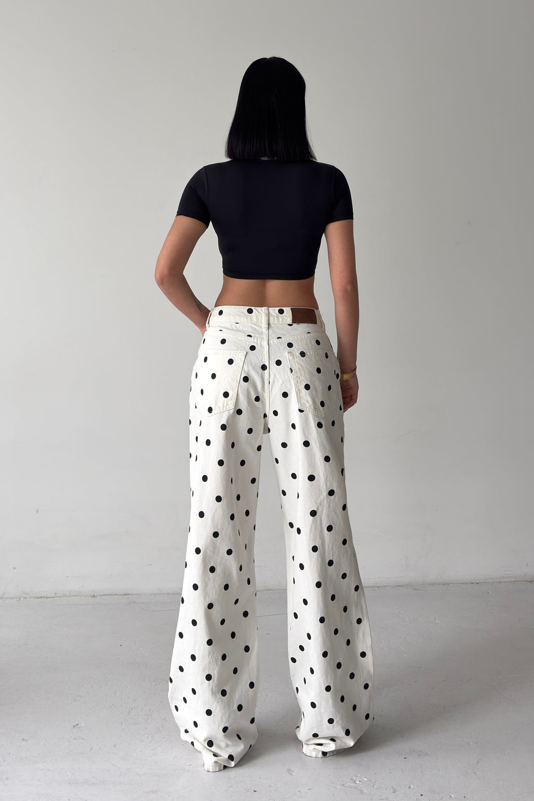 Routines Polka Dot Straight Jeans - Cream 23081 - ROUTINES