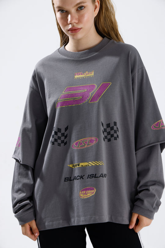 Routines Racer Longsleeves Shirt - Grey 1917 - ROUTINES
