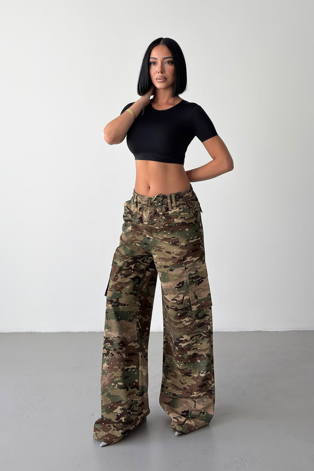 Routines Rhinestone Camouflage Cargo Pants 1429