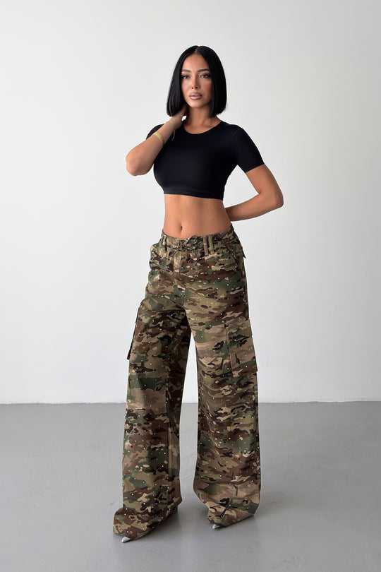 Routines Rhinestone Camouflage Cargo Pants 1429
