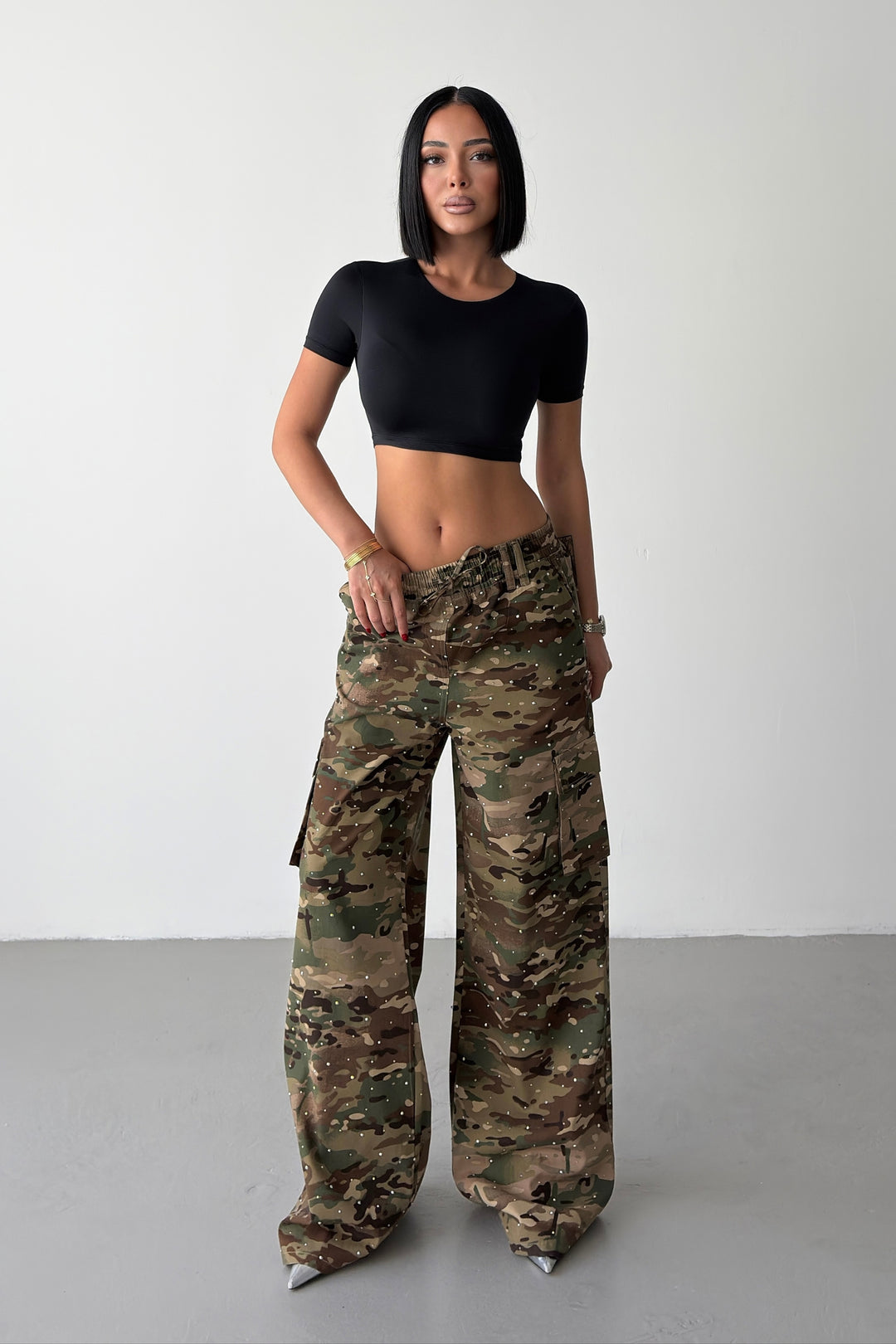 Routines Rhinestone Camouflage Cargo Pants 1429