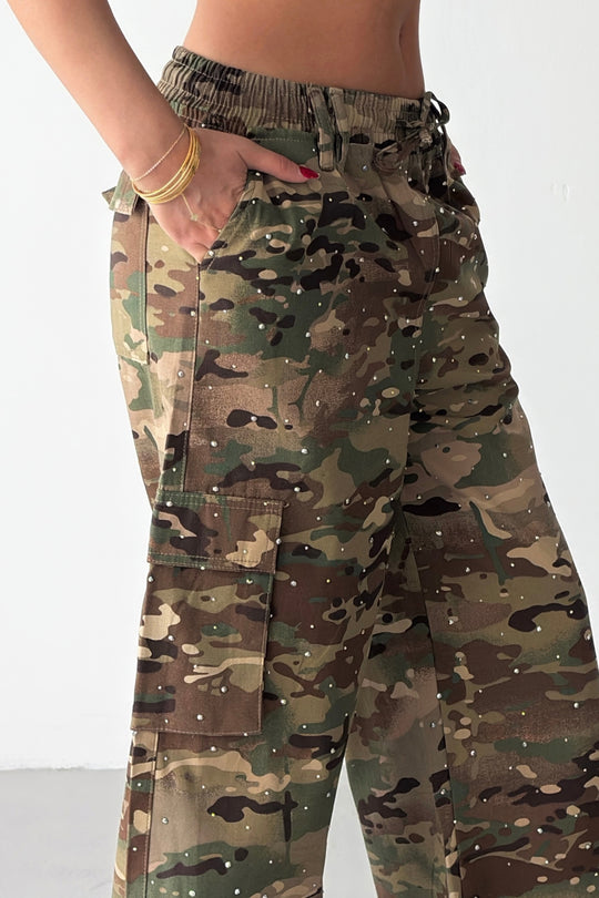 Routines Rhinestone Camouflage Cargo Pants 1429