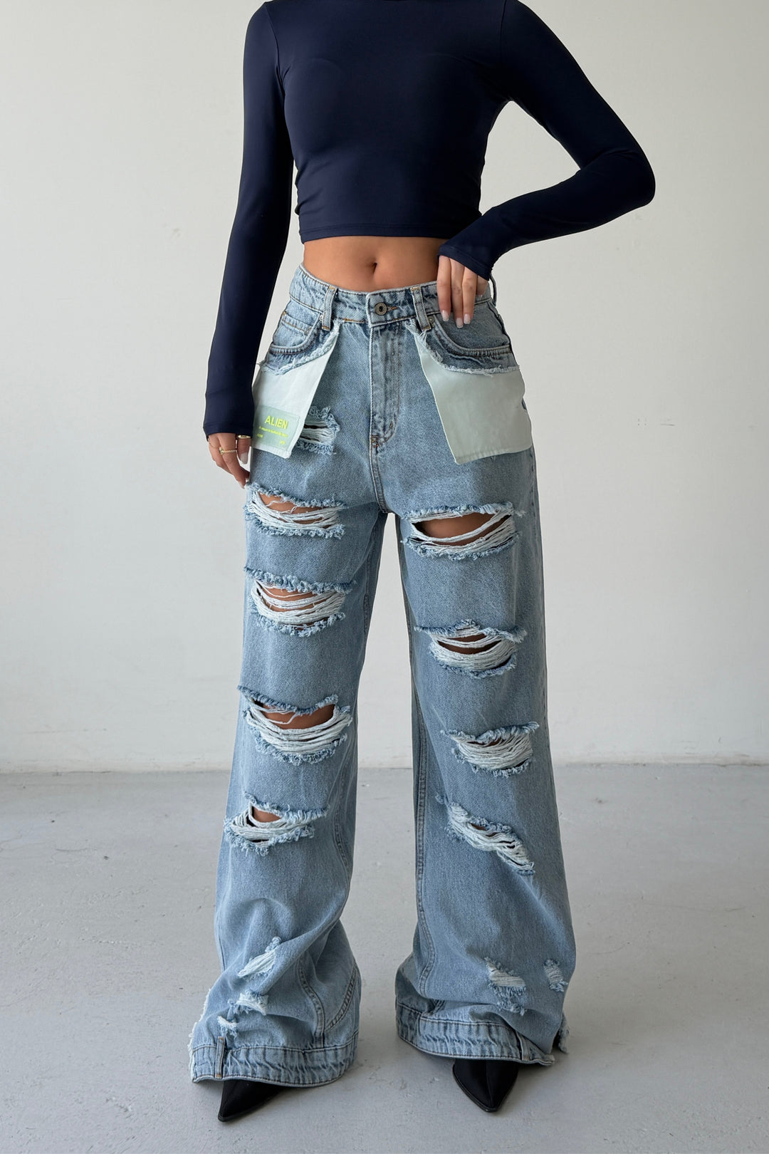 Routines Ripped All over Detailed Jeans 160689 Jeans Routines Fashion