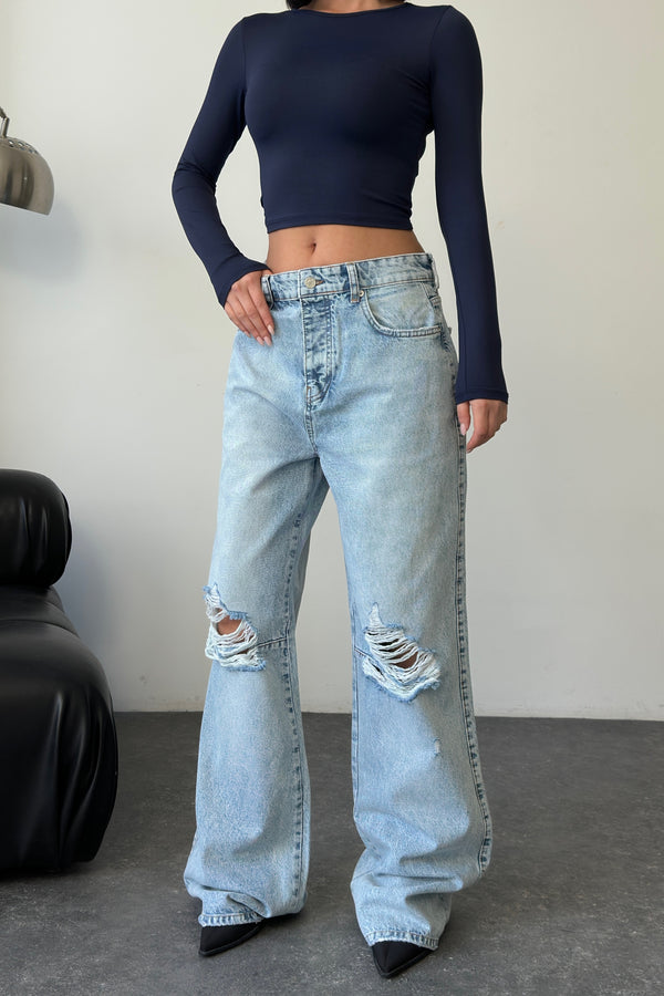 Routines Ripped Baggy Straight Jeans 1203-1