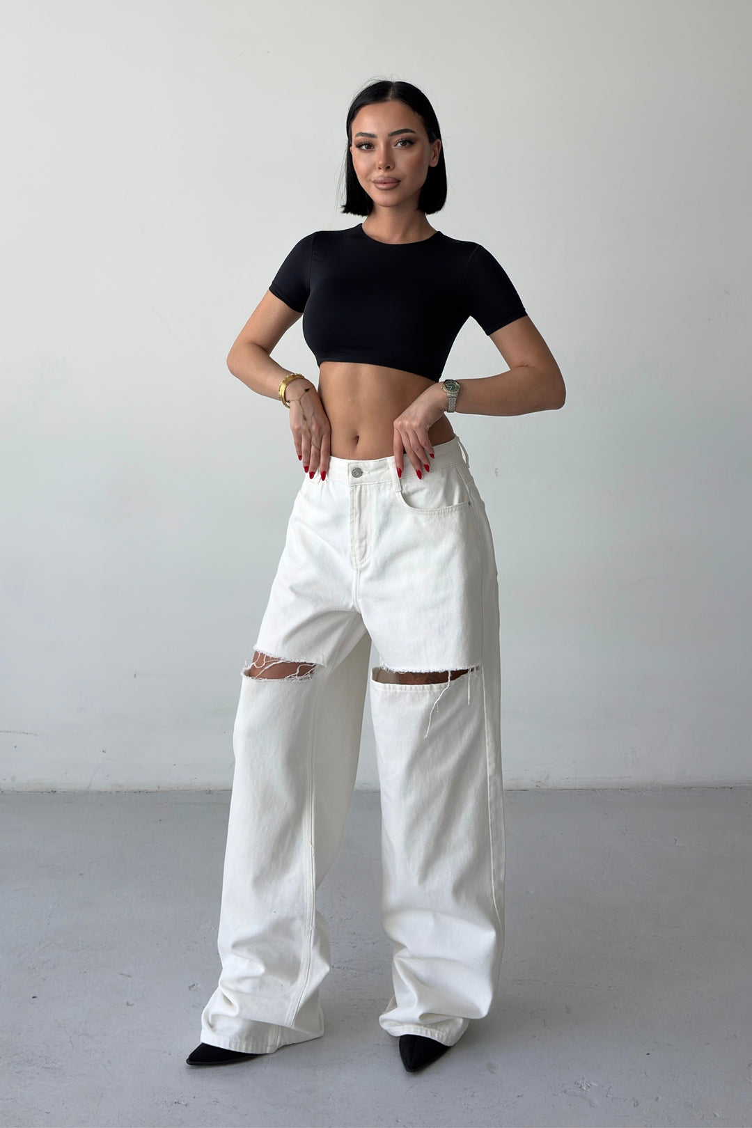 Routines Ripped Detail Jeans - White 2652 - ROUTINES