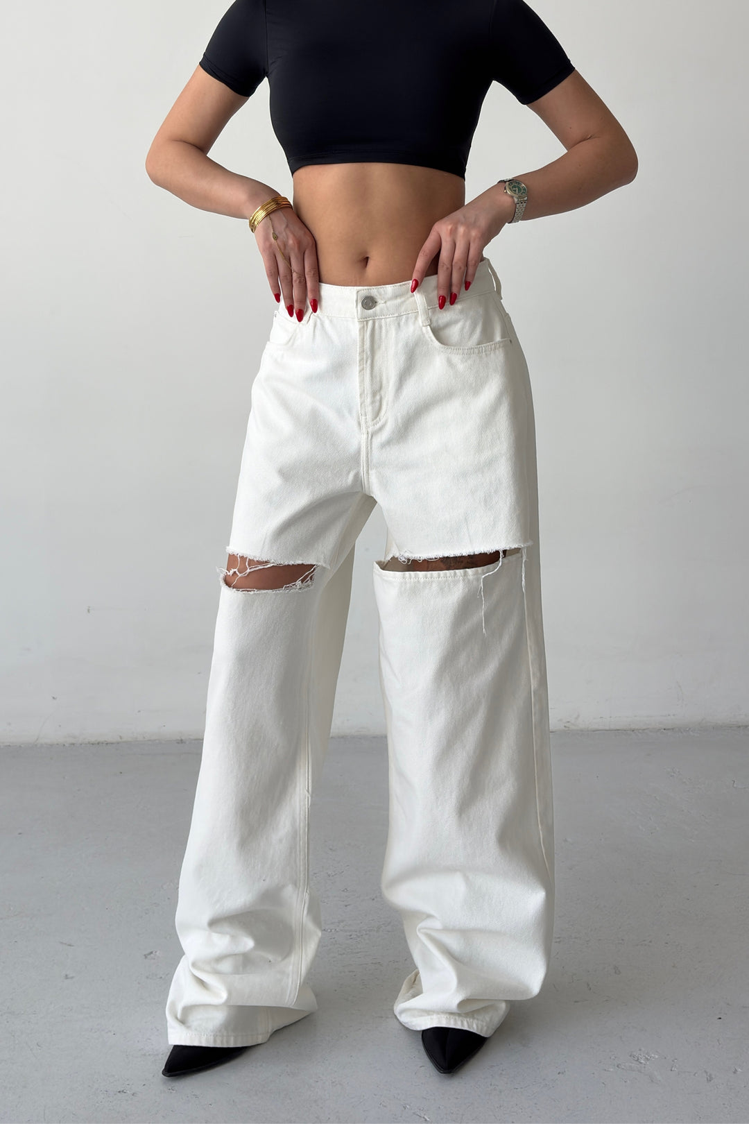 Routines Ripped Detail Jeans - White 2652 - ROUTINES