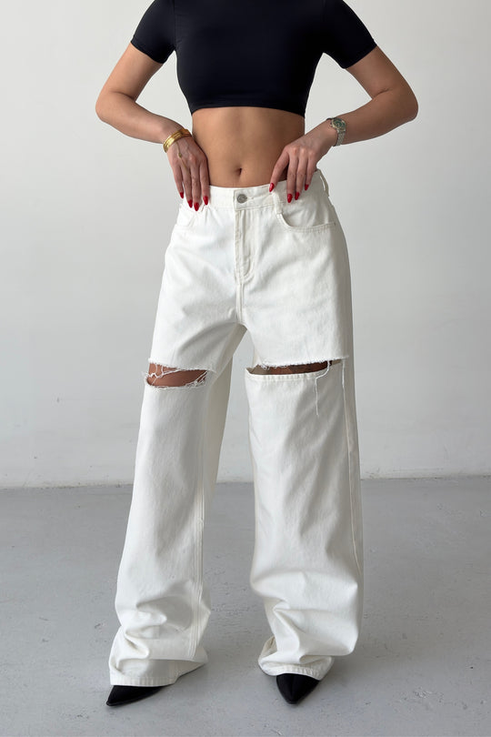 Routines Ripped Detail Jeans - White 2652 - ROUTINES