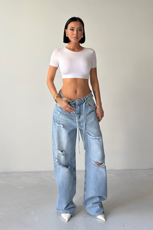 Routines Ripped Drawstring Baggy Jeans 1512-1