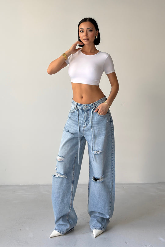 Routines Ripped Drawstring Baggy Jeans 1512-1