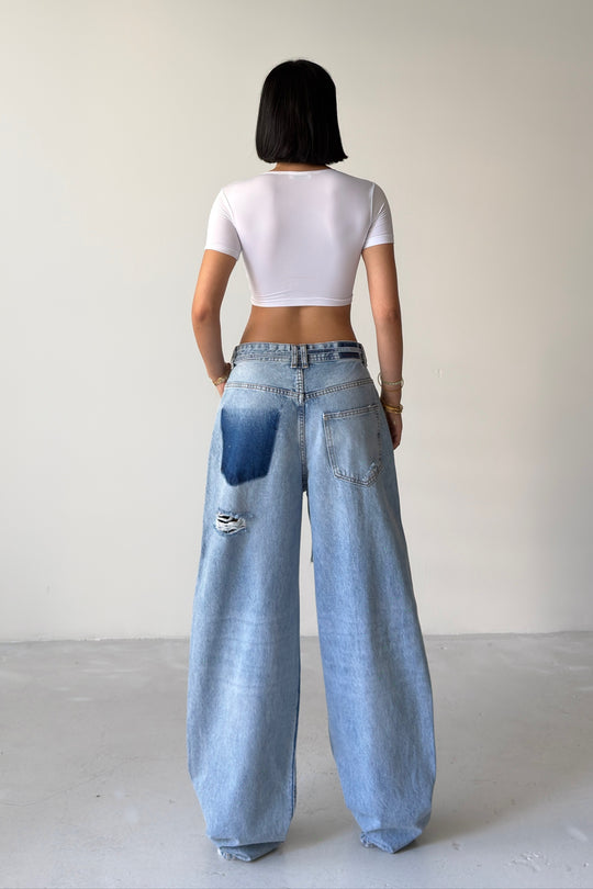 Routines Ripped Drawstring Baggy Jeans 1512-1