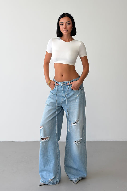 Routines Ripped Drawstring Baggy Jeans 8301 - ROUTINES