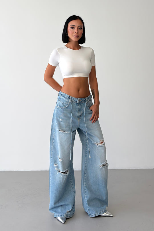 Routines Ripped Drawstring Baggy Jeans 8301 - ROUTINES