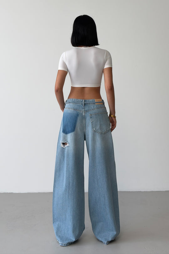 Routines Ripped Drawstring Baggy Jeans 8301 - ROUTINES