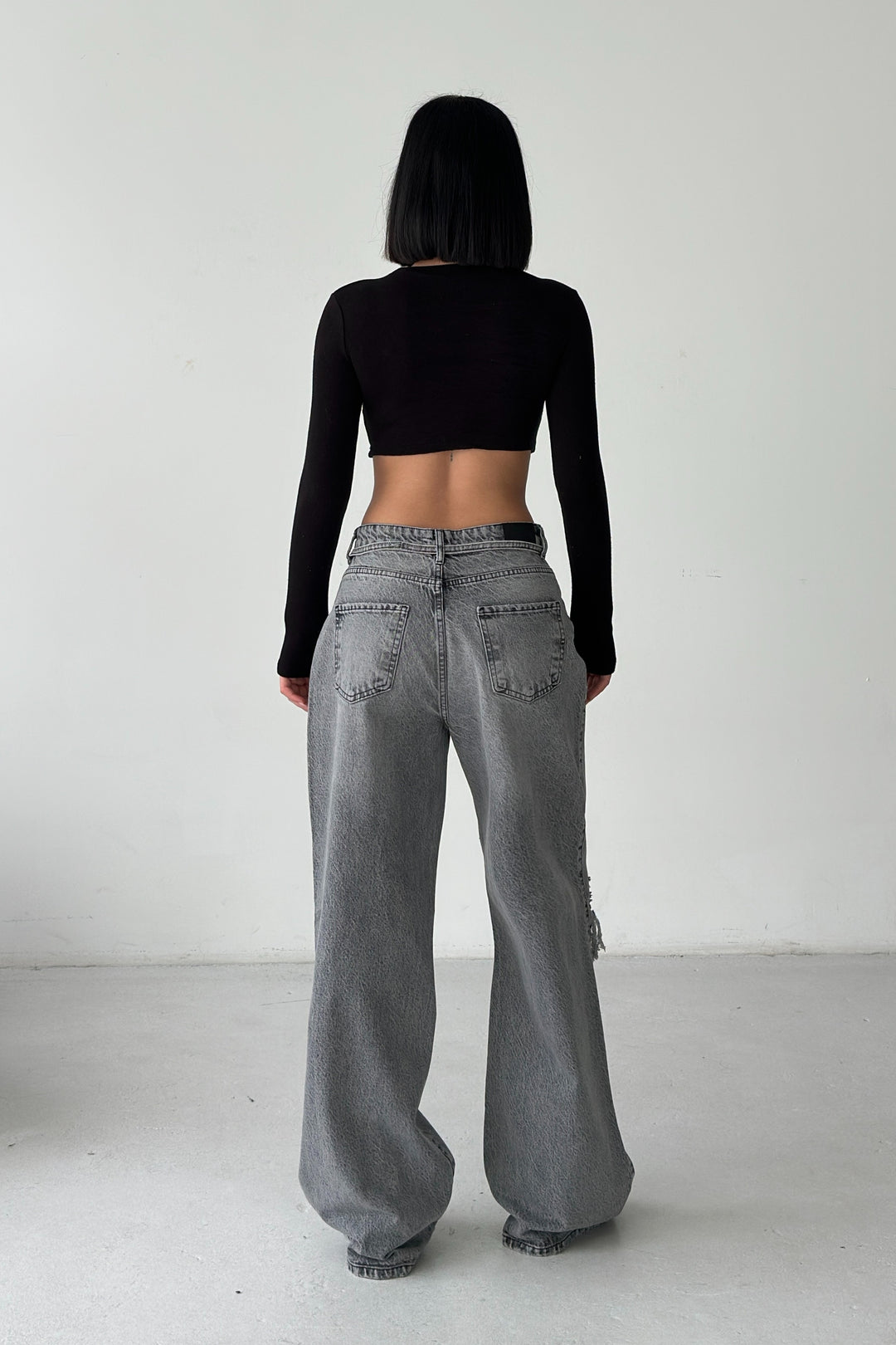 Routines Ripped Drawstring Jeans - Grey 1203-6 - ROUTINES