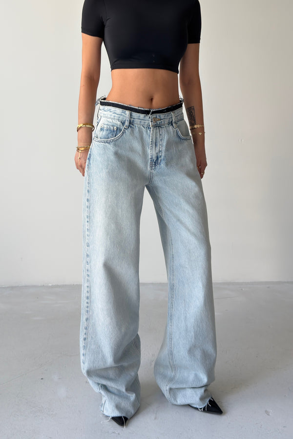 Routines Ripped Two-tone Waist Detail Jeans 2643-1