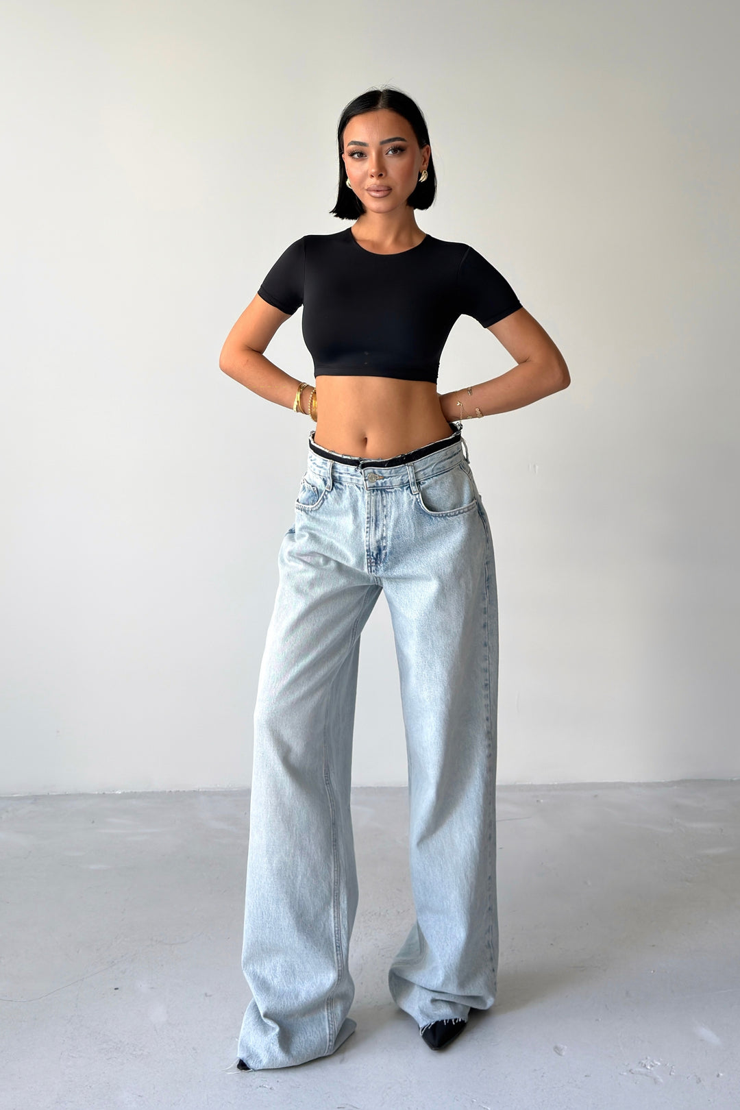 Routines Ripped Two-tone Waist Detail Jeans 2643-1
