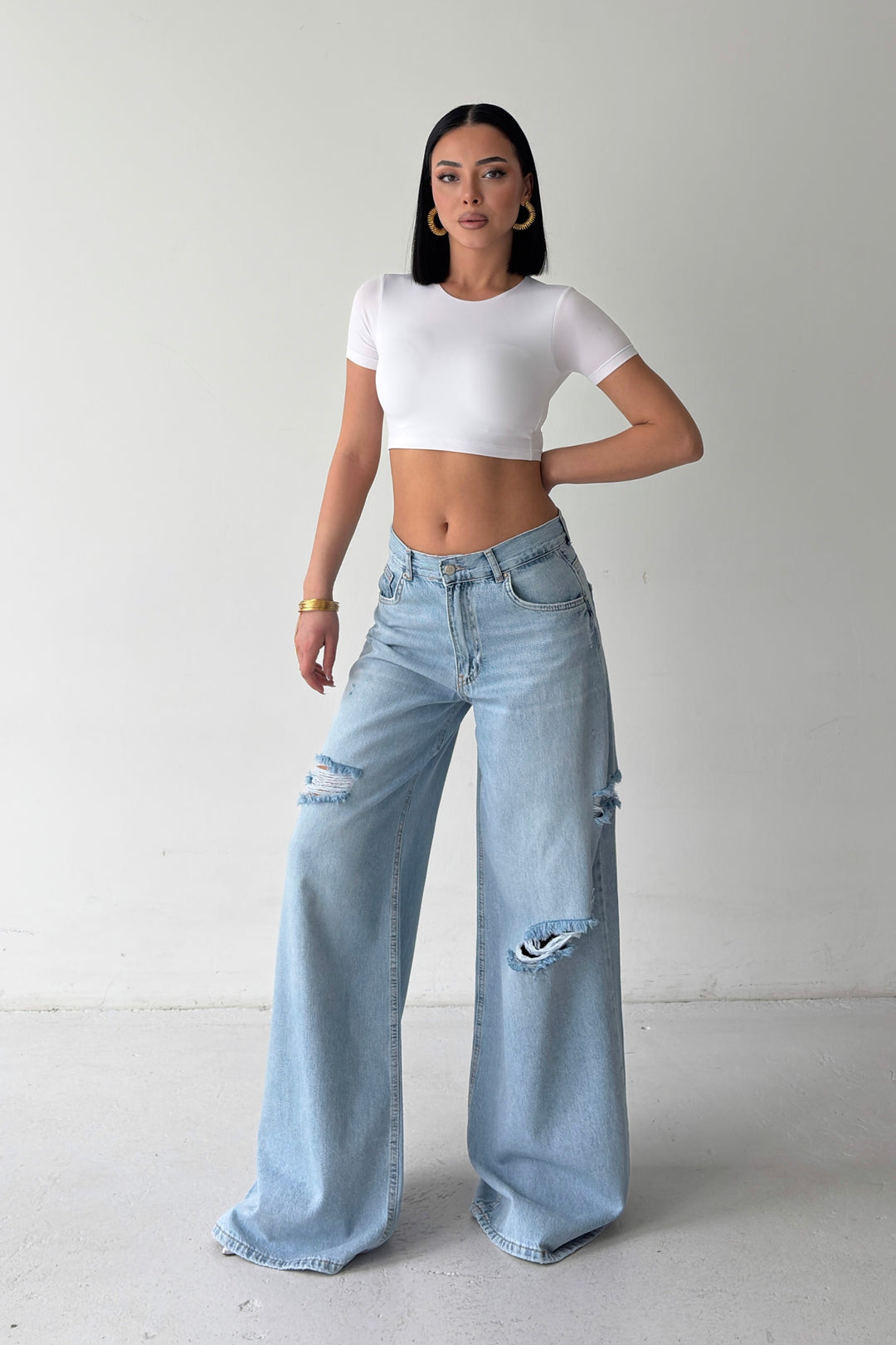 Routines Ripped Wide Leg Jeans 5037 - ROUTINES
