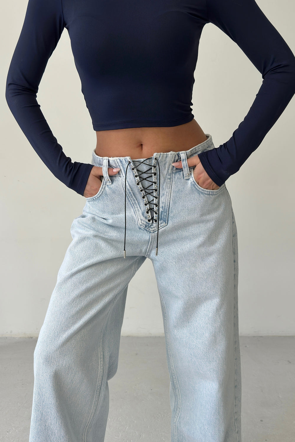 Routines Rope Detail Straight Jeans 1600 Jeans Routines Fashion