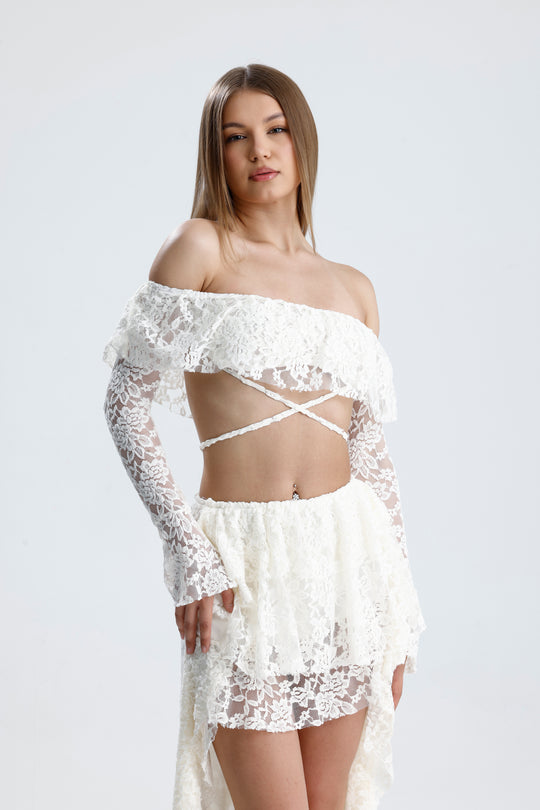 Routines Ruffle Lace Two Piece Skirt Set 3074 - ROUTINES