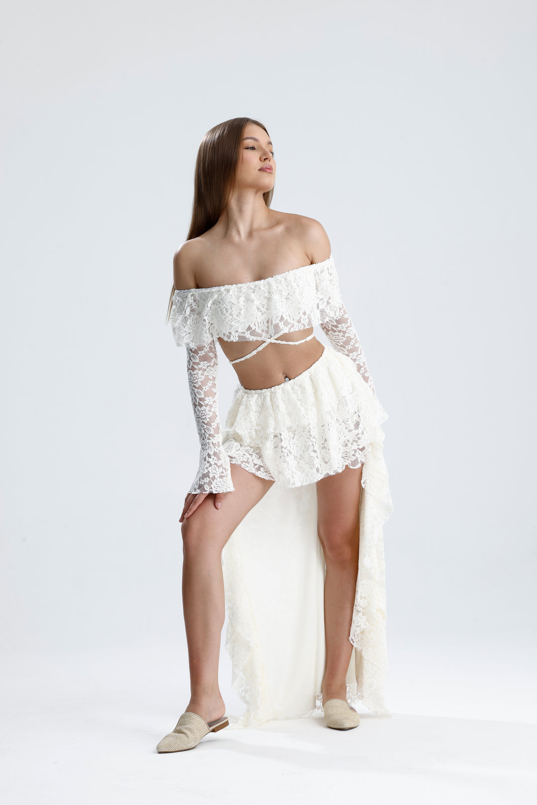 Routines Ruffle Lace Two Piece Skirt Set 3074 - ROUTINES