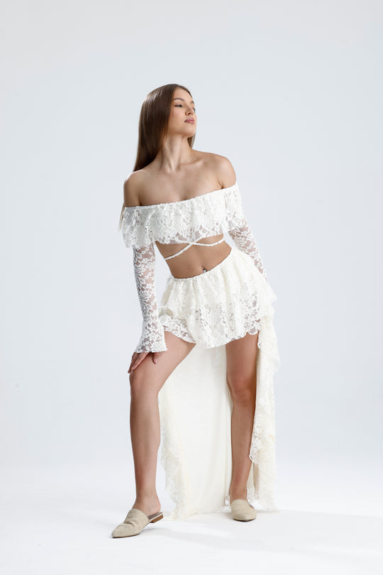 Routines Ruffle Lace Two Piece Skirt Set 3074 - ROUTINES