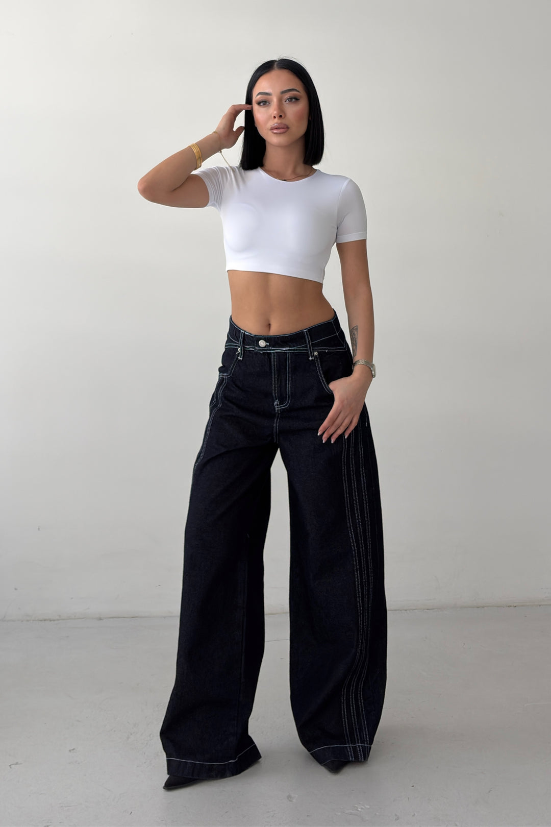 Routines Savage Striped Baggy Jeans 4905 - ROUTINES