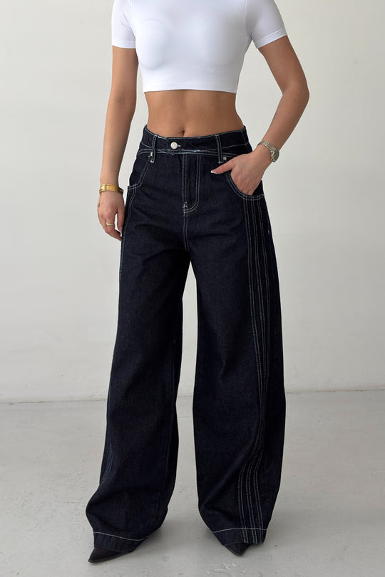 Routines Savage Striped Baggy Jeans 4905 - ROUTINES