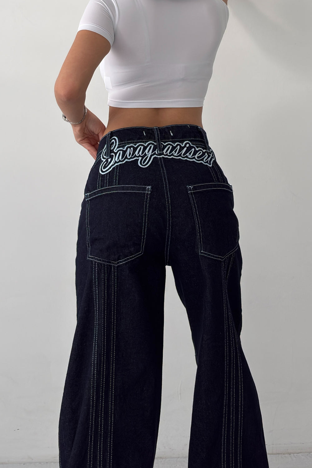 Routines Savage Striped Baggy Jeans 4905 - ROUTINES
