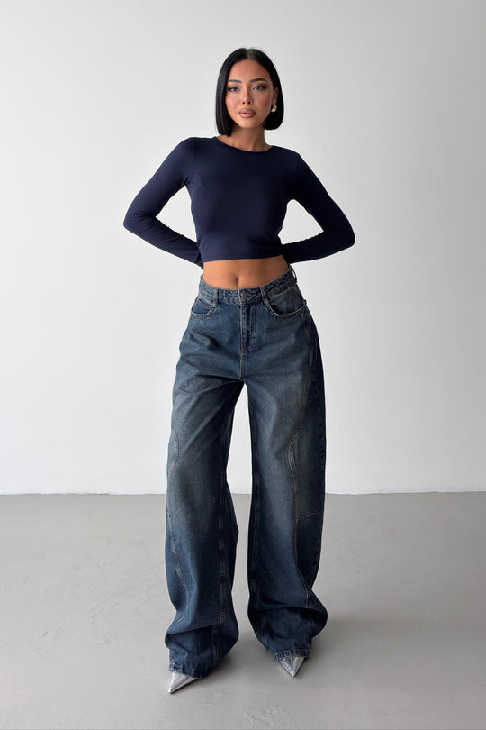 Routines Seam Balloon Baggy Jeans - Vintage Blue 5434