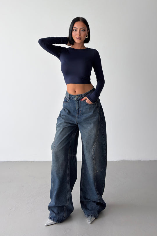 Routines Seam Balloon Baggy Jeans - Vintage Blue 5434