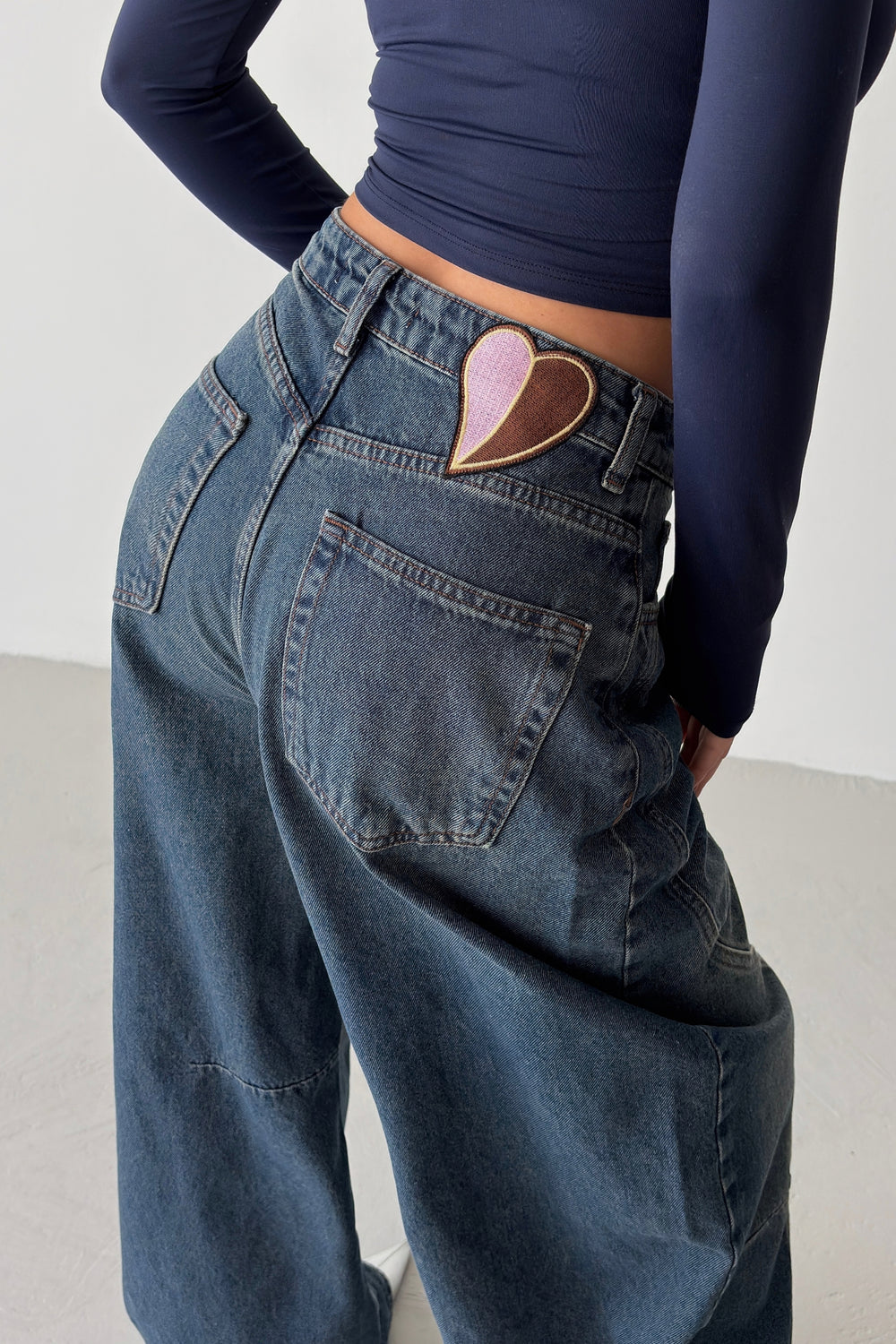 Routines Seam Balloon Baggy Jeans - Vintage Blue 5434