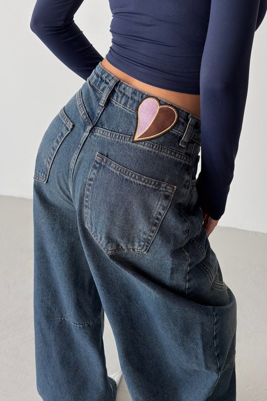 Routines Seam Balloon Baggy Jeans - Vintage Blue 5434