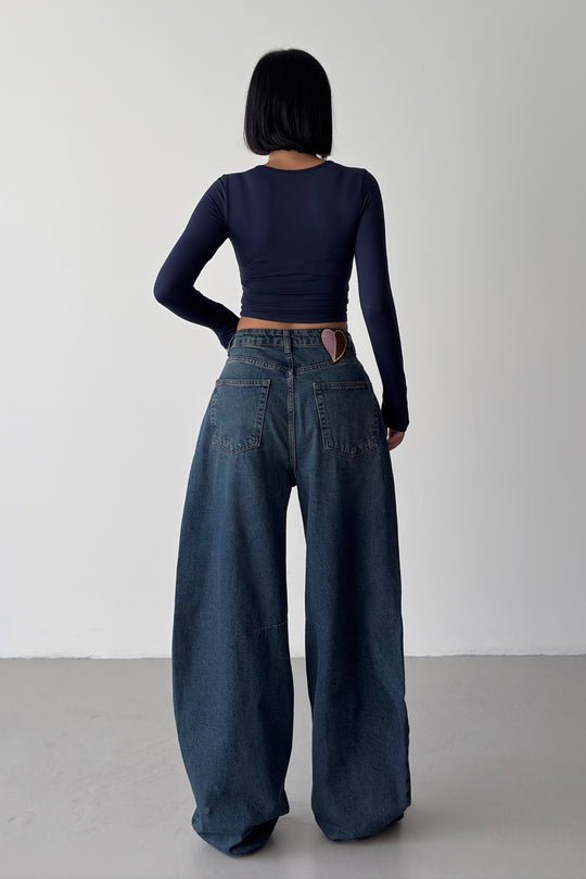 Routines Seam Balloon Baggy Jeans - Vintage Blue 5434