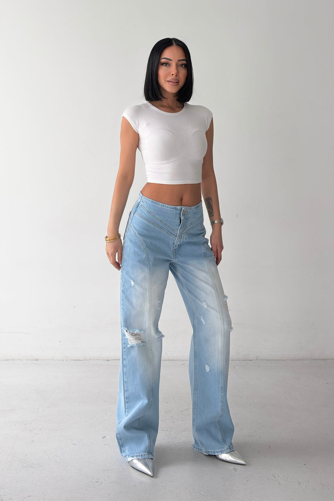 Routines Seam Detail Ripped Jeans D-391 - ROUTINES