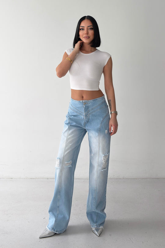 Routines Seam Detail Ripped Jeans D-391 - ROUTINES