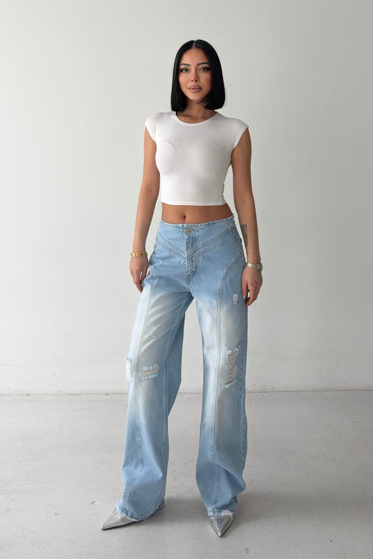 Routines Seam Detail Ripped Jeans D-391 - ROUTINES