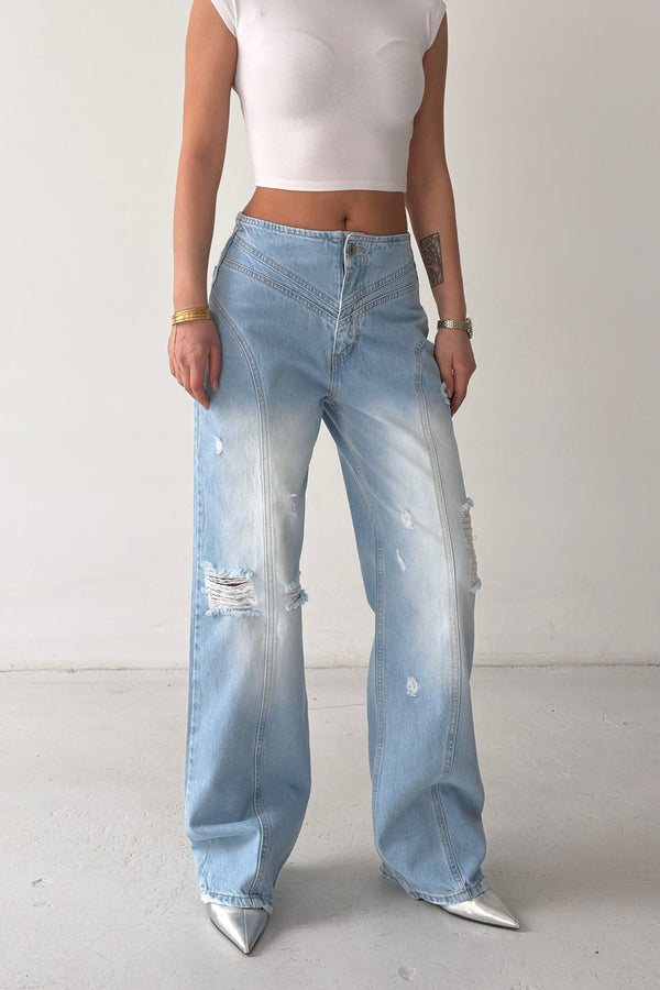 Routines Seam Detail Ripped Jeans D-391 - ROUTINES
