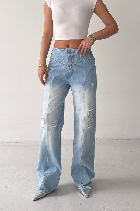 Routines Seam Detail Ripped Jeans D-391 - ROUTINES