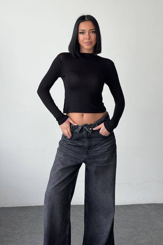 Routines See through Longsleeve Top - Black 4719