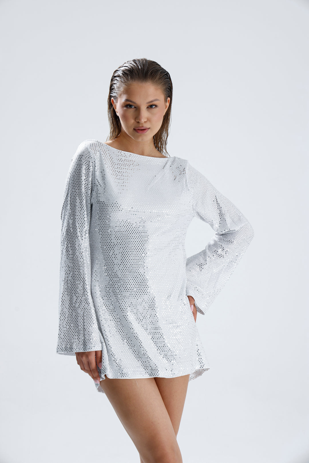 Routines Sequin Detail Dress - White 1687 Dress Routines Fashion