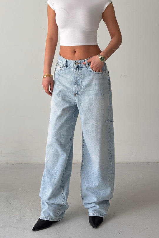 Routines Side-cut Skater Baggy Jeans - Light Blue 3144 - ROUTINES