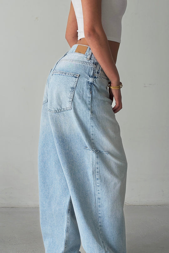 Routines Side-cut Skater Baggy Jeans - Light Blue 3144 - ROUTINES